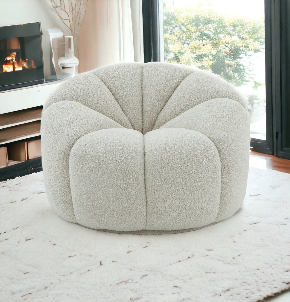 38" White Sherpa Lounge Chair HomeRoots