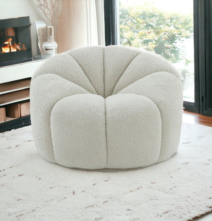38" White Sherpa Lounge Chair HomeRoots