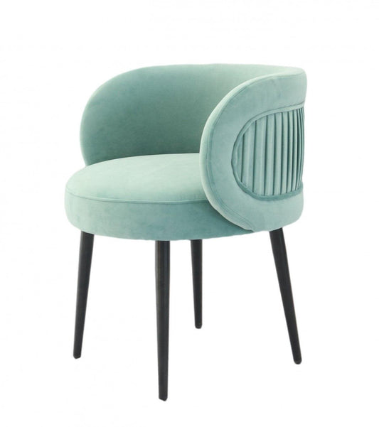 24" Teal Velvet And Black Solid Color Arm Chair - FurniFindUSA