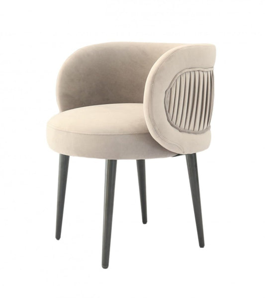 24" Gray And Black Velvet Arm Chair HomeRoots