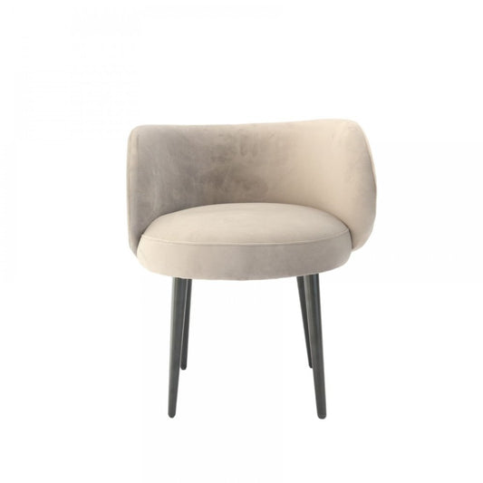 24" Gray And Black Velvet Arm Chair HomeRoots