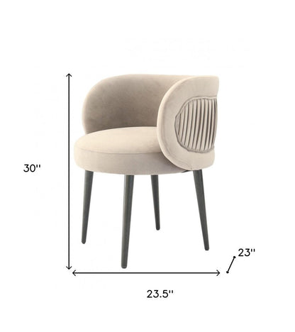 24" Gray And Black Velvet Arm Chair HomeRoots