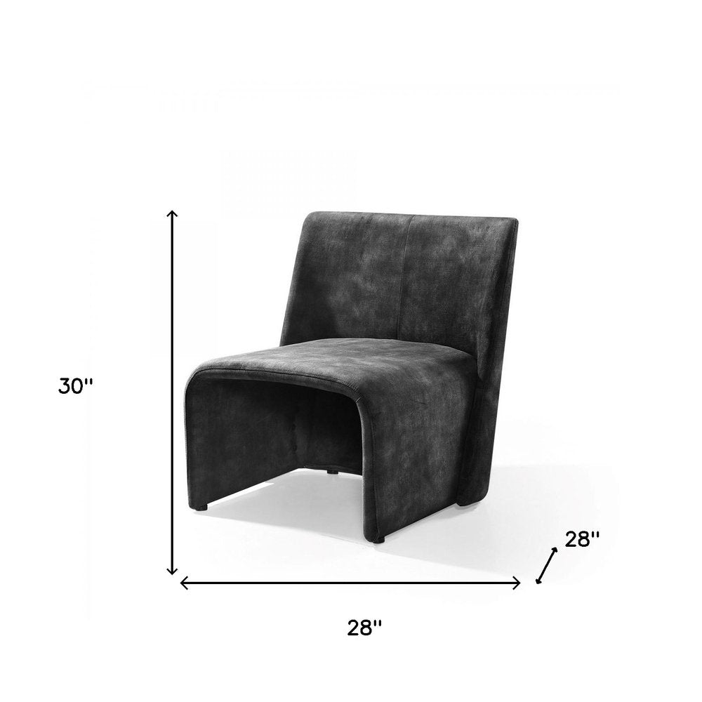 28" Dark Slate Gray Velvet Side Chair HomeRoots