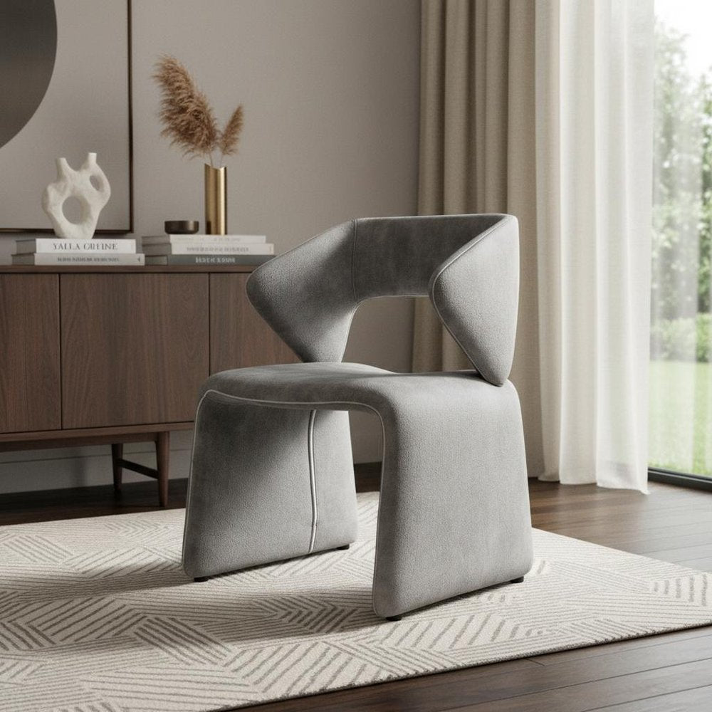 25" Light Gray Velvet Side Chair HomeRoots