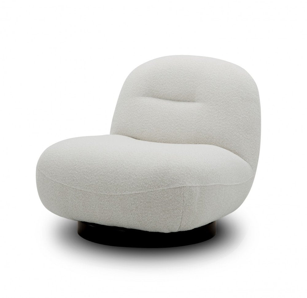 33" Cream Fabric Swivel Lounge Chair HomeRoots