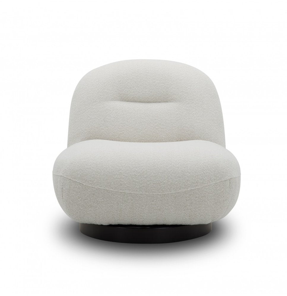 33" Cream Fabric Swivel Lounge Chair HomeRoots