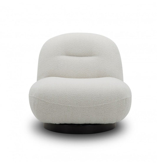 33" Cream Fabric Swivel Lounge Chair HomeRoots
