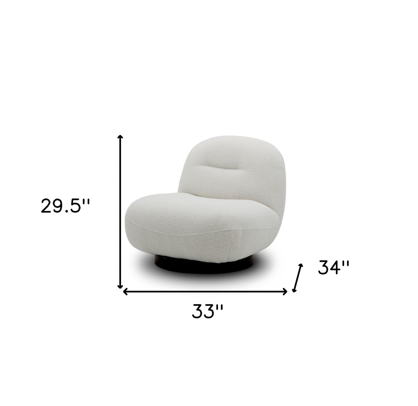 33" Cream Fabric Swivel Lounge Chair