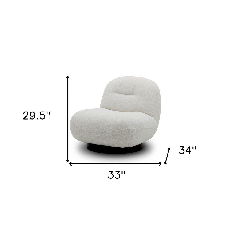 33" Cream Fabric Swivel Lounge Chair HomeRoots