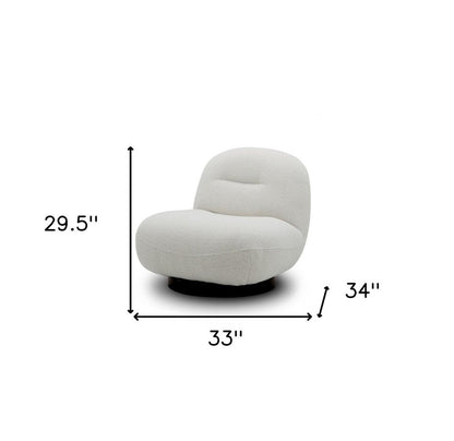 33" Cream Fabric Swivel Lounge Chair HomeRoots