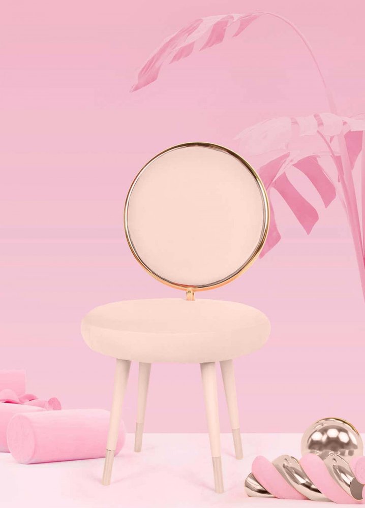 Set of Two 21" Pink And Gold Velvet Side Chair HomeRoots