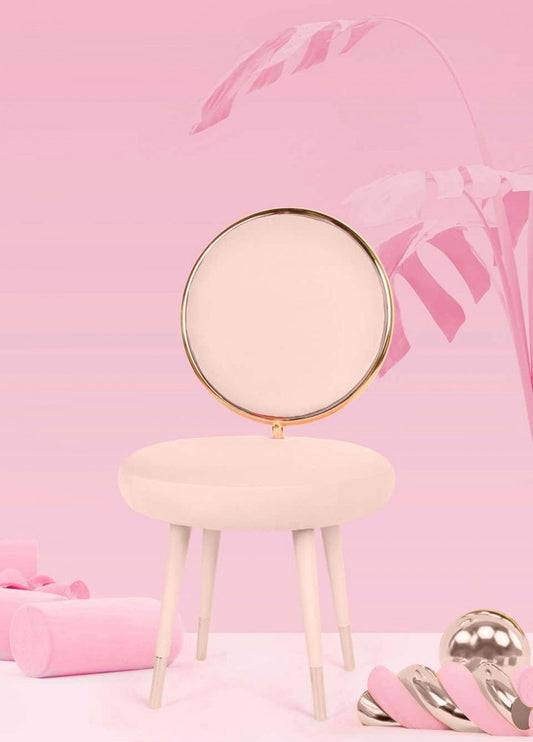 Set of Two 21" Pink And Gold Velvet Side Chair HomeRoots