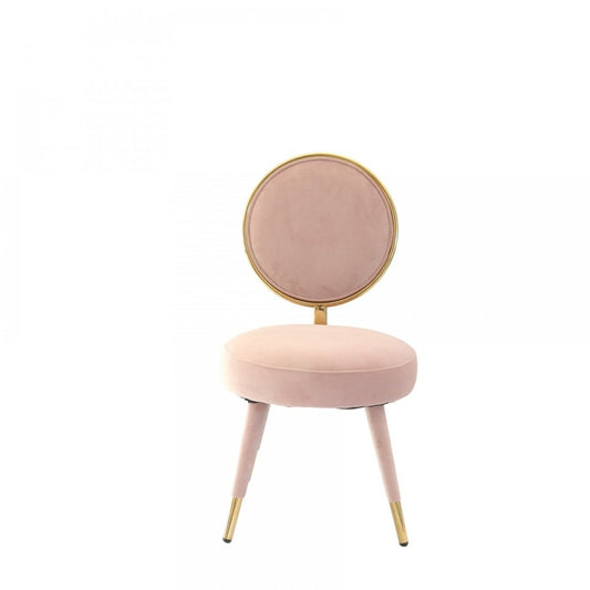 Set of Two 21" Pink And Gold Velvet Side Chair HomeRoots