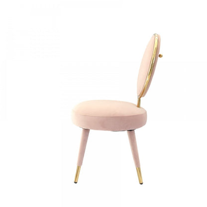 Set of Two 21" Pink And Gold Velvet Side Chair HomeRoots