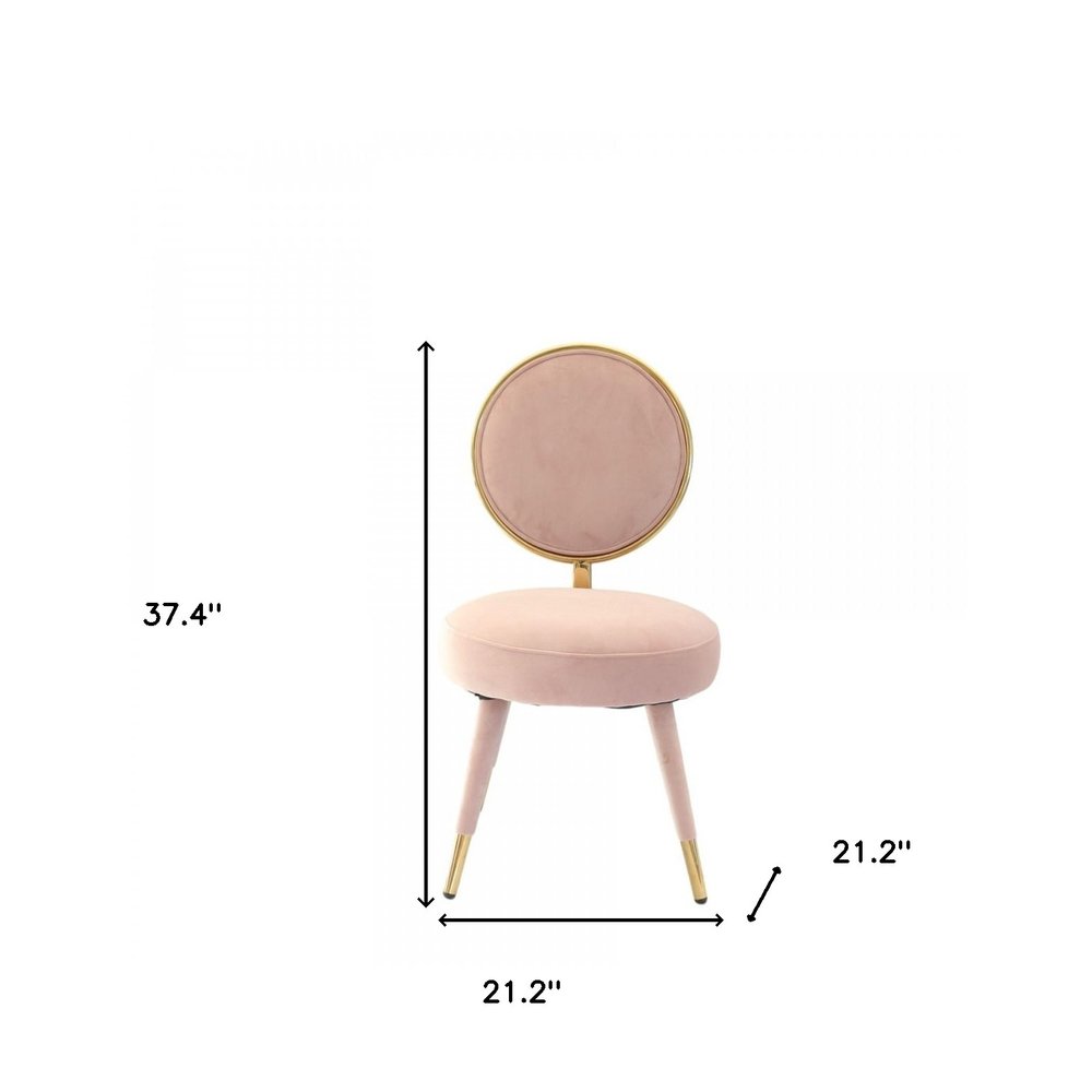 Set of Two 21" Pink And Gold Velvet Side Chair HomeRoots