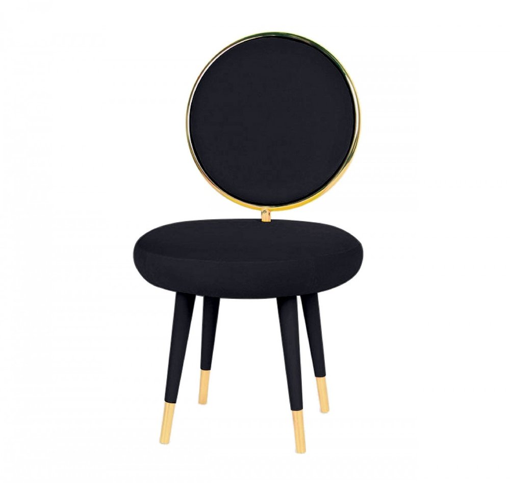 Set of Two 21" Black And Black And Gold Velvet Side Chair HomeRoots