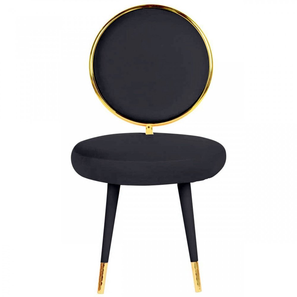 Set of Two 21" Black And Black And Gold Velvet Side Chair HomeRoots