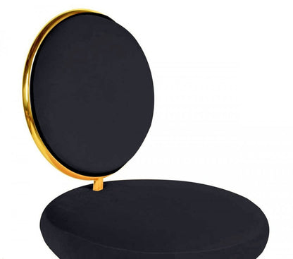 Set of Two 21" Black And Black And Gold Velvet Side Chair HomeRoots