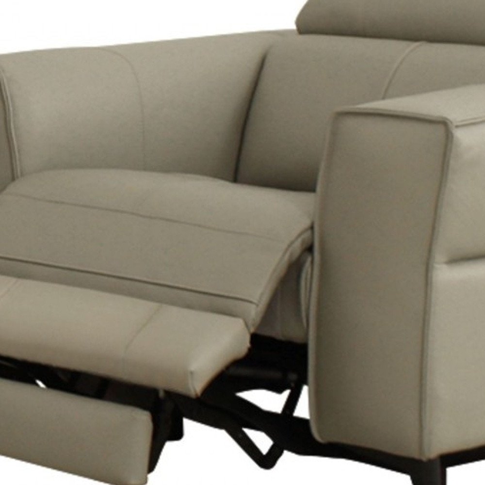 41" Light Grey Genuine Leather Power Recliner HomeRoots