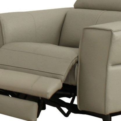 41" Light Grey Genuine Leather Power Recliner HomeRoots