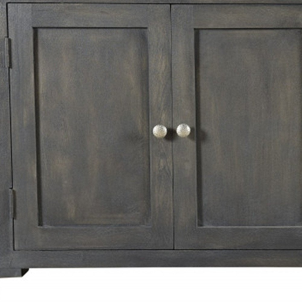 72" Dark Gray Solid Wood Four Drawer Sideboard with Four Doors — view 2