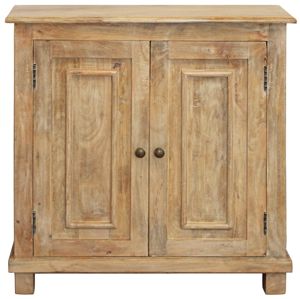 34" Light Brown Solid Wood Sideboard with Two Doors HomeRoots