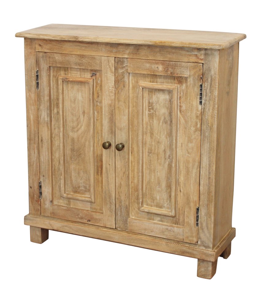 34" Light Brown Solid Wood Sideboard with Two Doors HomeRoots