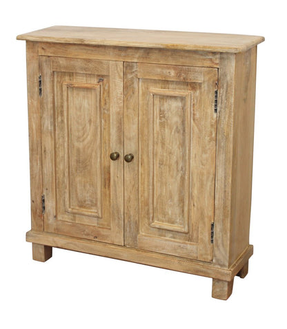 34" Light Brown Solid Wood Sideboard with Two Doors HomeRoots