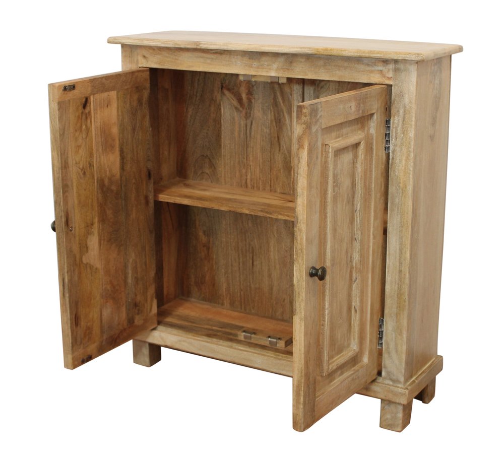 34" Light Brown Solid Wood Sideboard with Two Doors HomeRoots