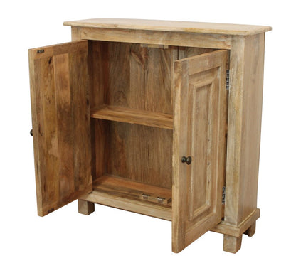 34" Light Brown Solid Wood Sideboard with Two Doors HomeRoots