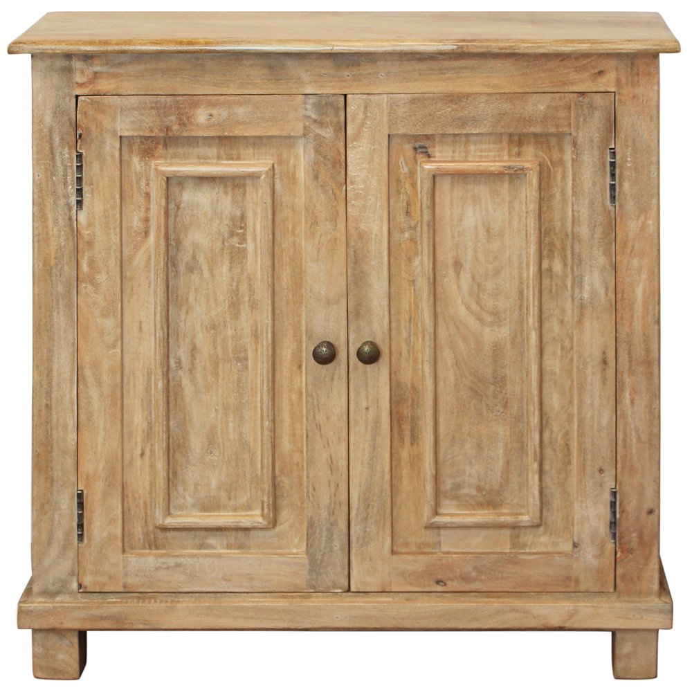 34" Light Brown Solid Wood Sideboard with Two Doors HomeRoots