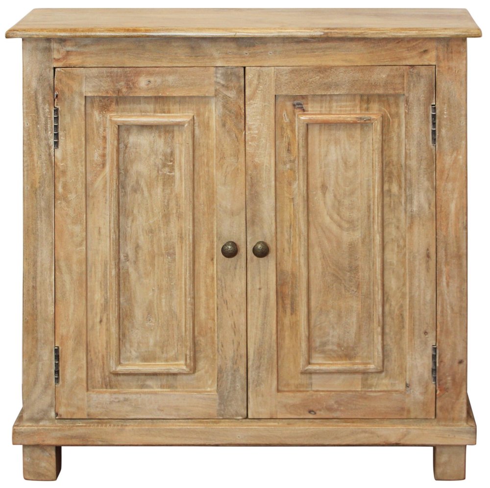 34" Light Brown Solid Wood Sideboard with Two Doors HomeRoots