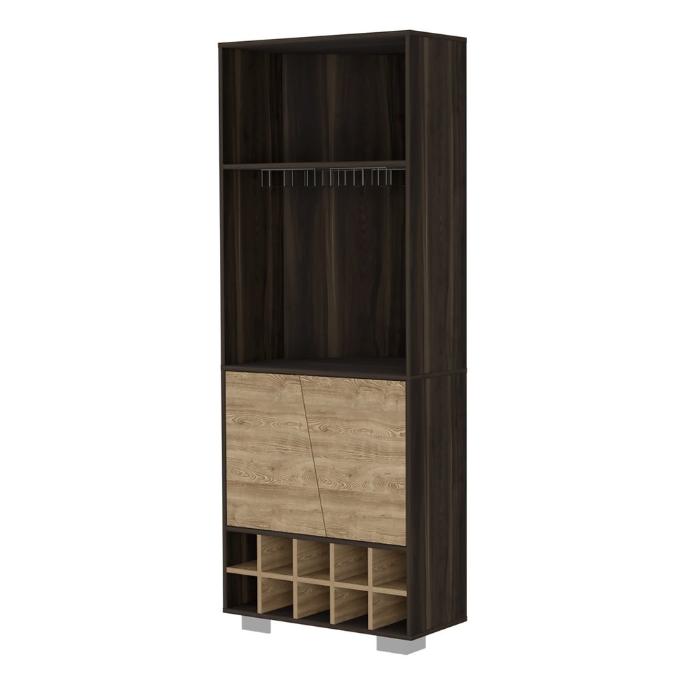 27" Dark Brown Corner Bar Cabinet With Multiple Shelves HomeRoots
