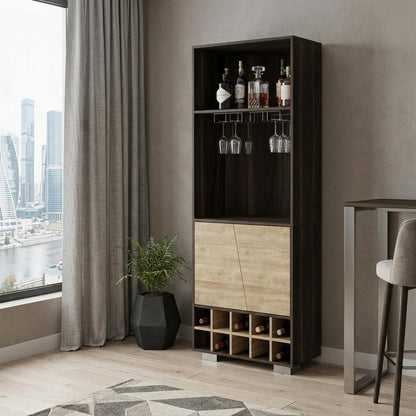 27" Dark Brown Corner Bar Cabinet With Multiple Shelves HomeRoots