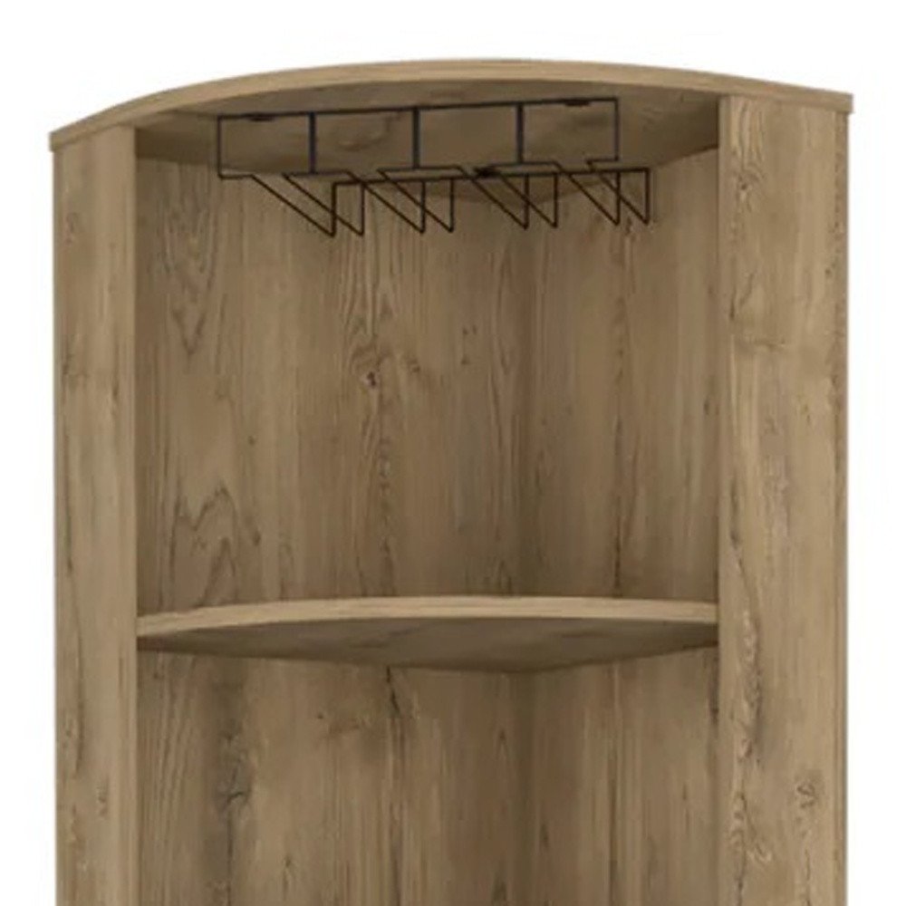 18" Natural Corner Bar Cabinet With Eleven Shelves HomeRoots