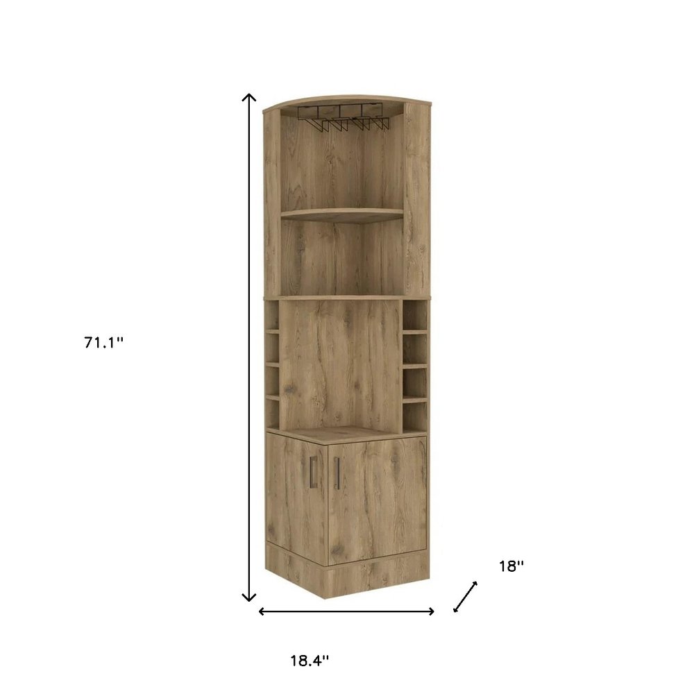 18" Natural Corner Bar Cabinet With Eleven Shelves HomeRoots