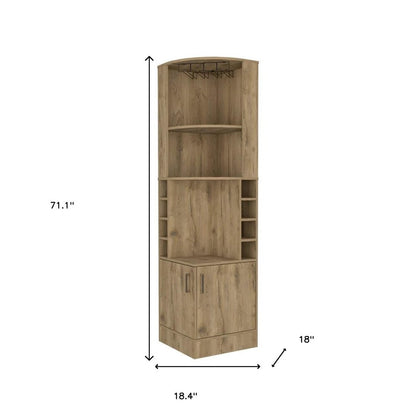 18" Natural Corner Bar Cabinet With Eleven Shelves HomeRoots