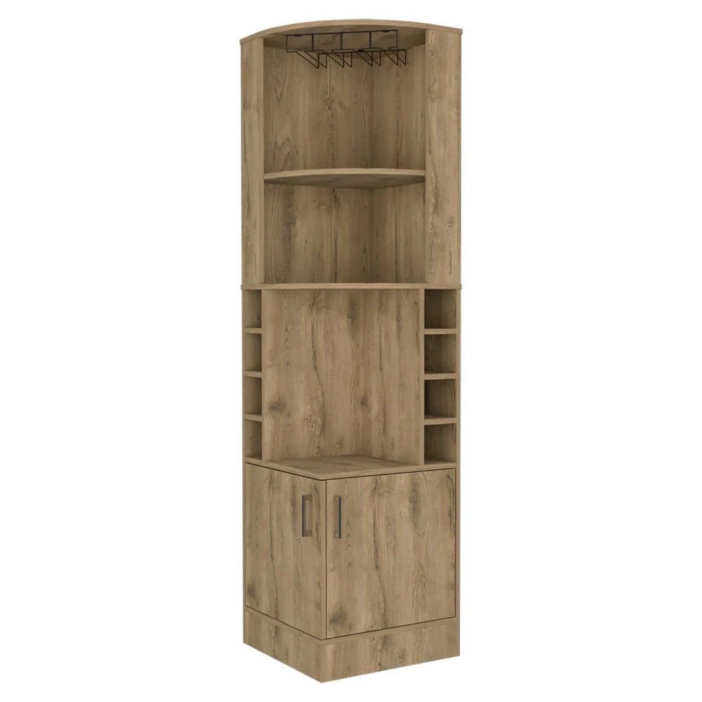18" Natural Corner Bar Cabinet With Eleven Shelves HomeRoots