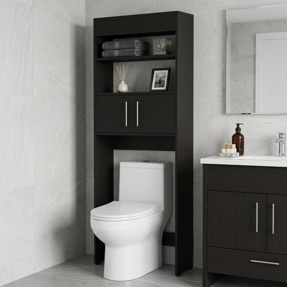 25" Black Wood Freestanding Single Door Bathroom Vanity HomeRoots