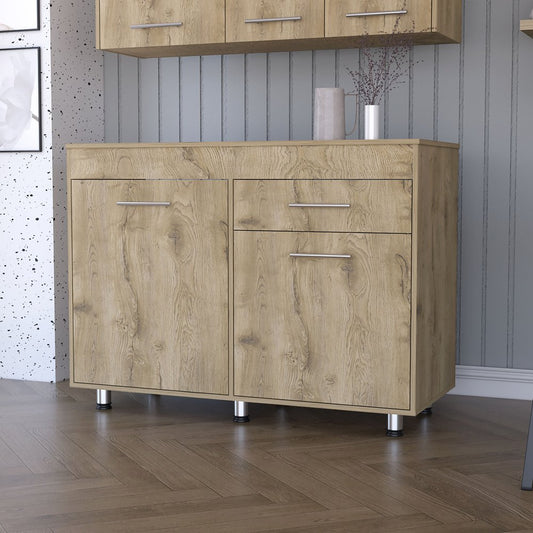 47" Natural Console Accent Cabinet With Three Shelves And One Drawer HomeRoots
