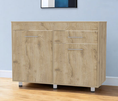 47" Natural Console Accent Cabinet With Three Shelves And One Drawer HomeRoots