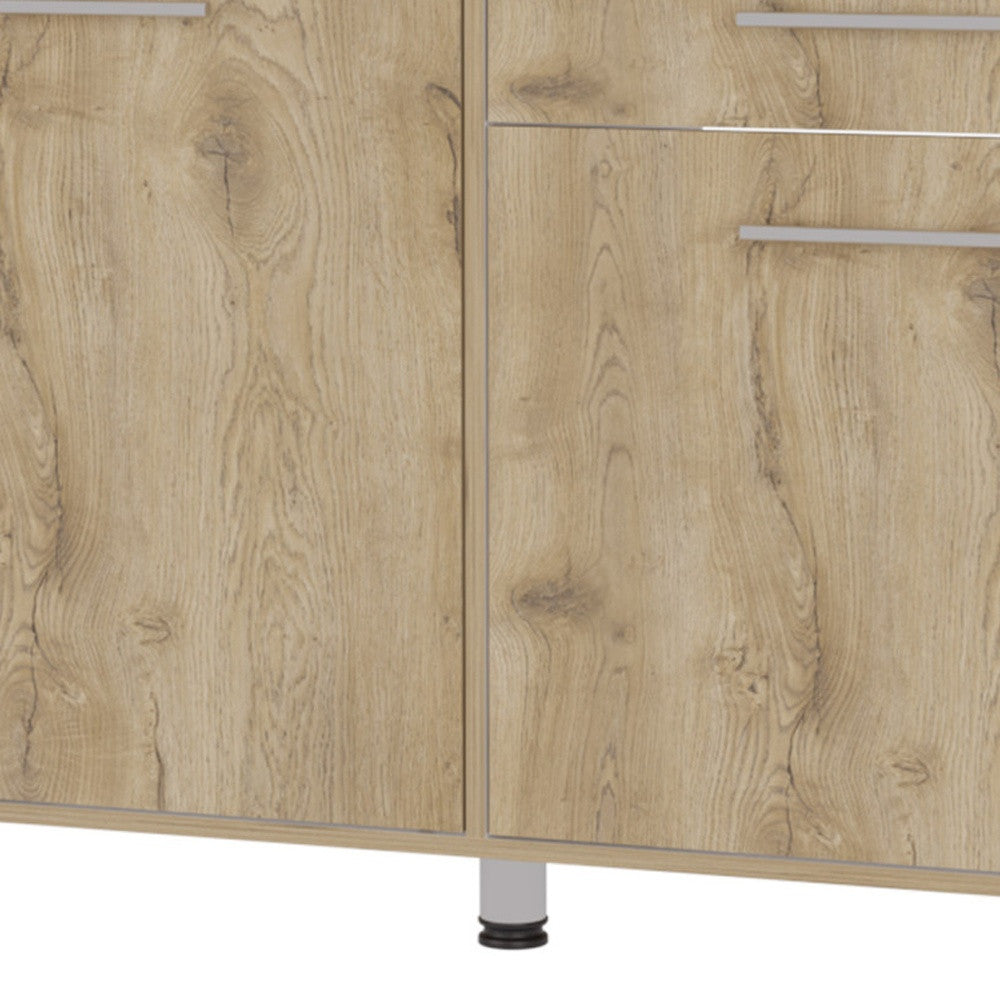 47" Natural Console Accent Cabinet With Three Shelves And One Drawer