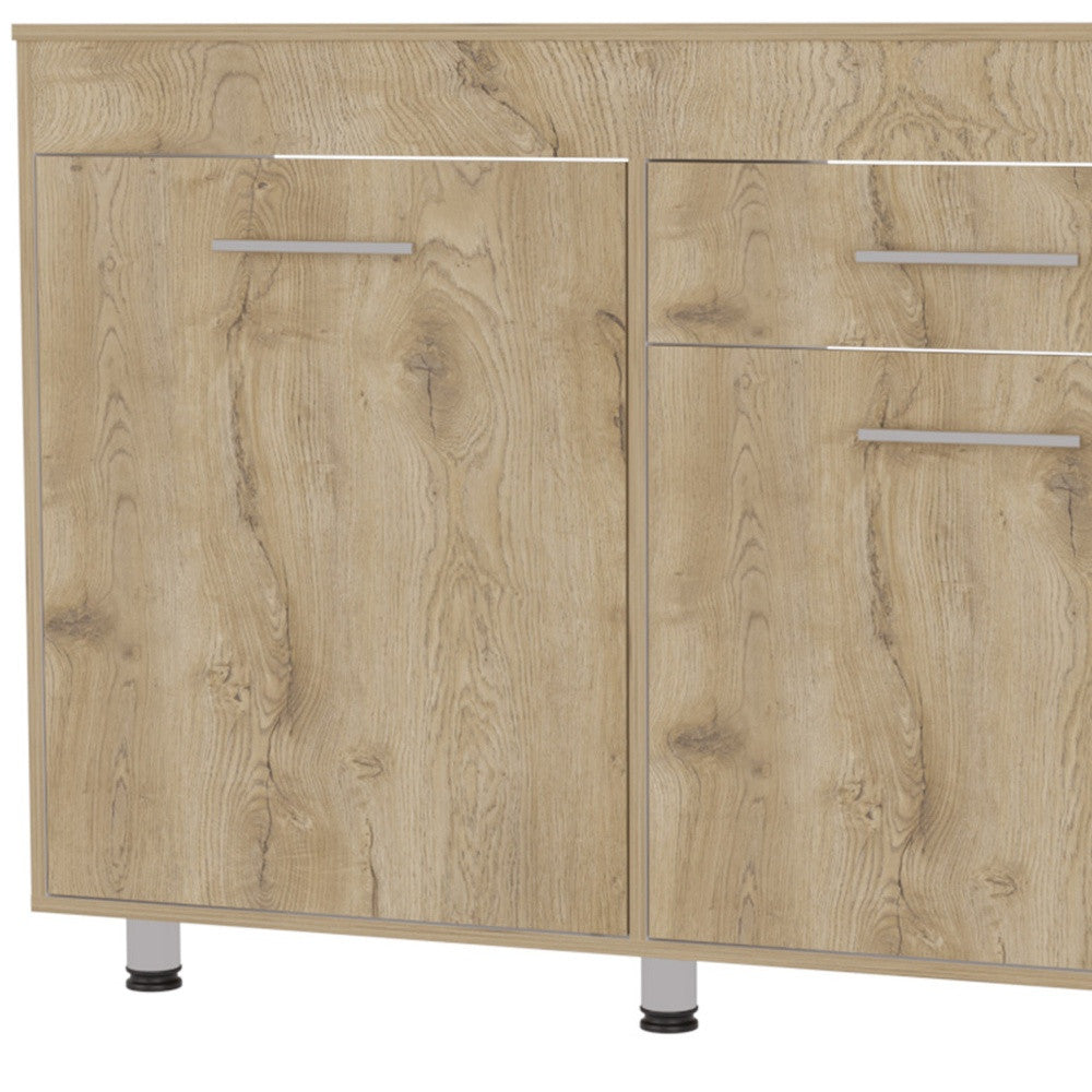 47" Natural Console Accent Cabinet With Three Shelves And One Drawer