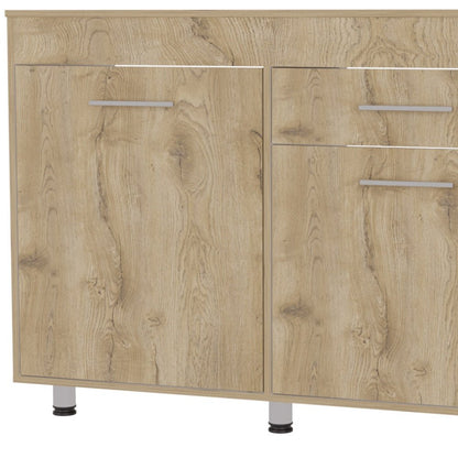 47" Natural Console Accent Cabinet With Three Shelves And One Drawer HomeRoots