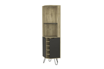 18" Brown and Black and Brown Corner Bar Cabinet With Eleven Shelves HomeRoots