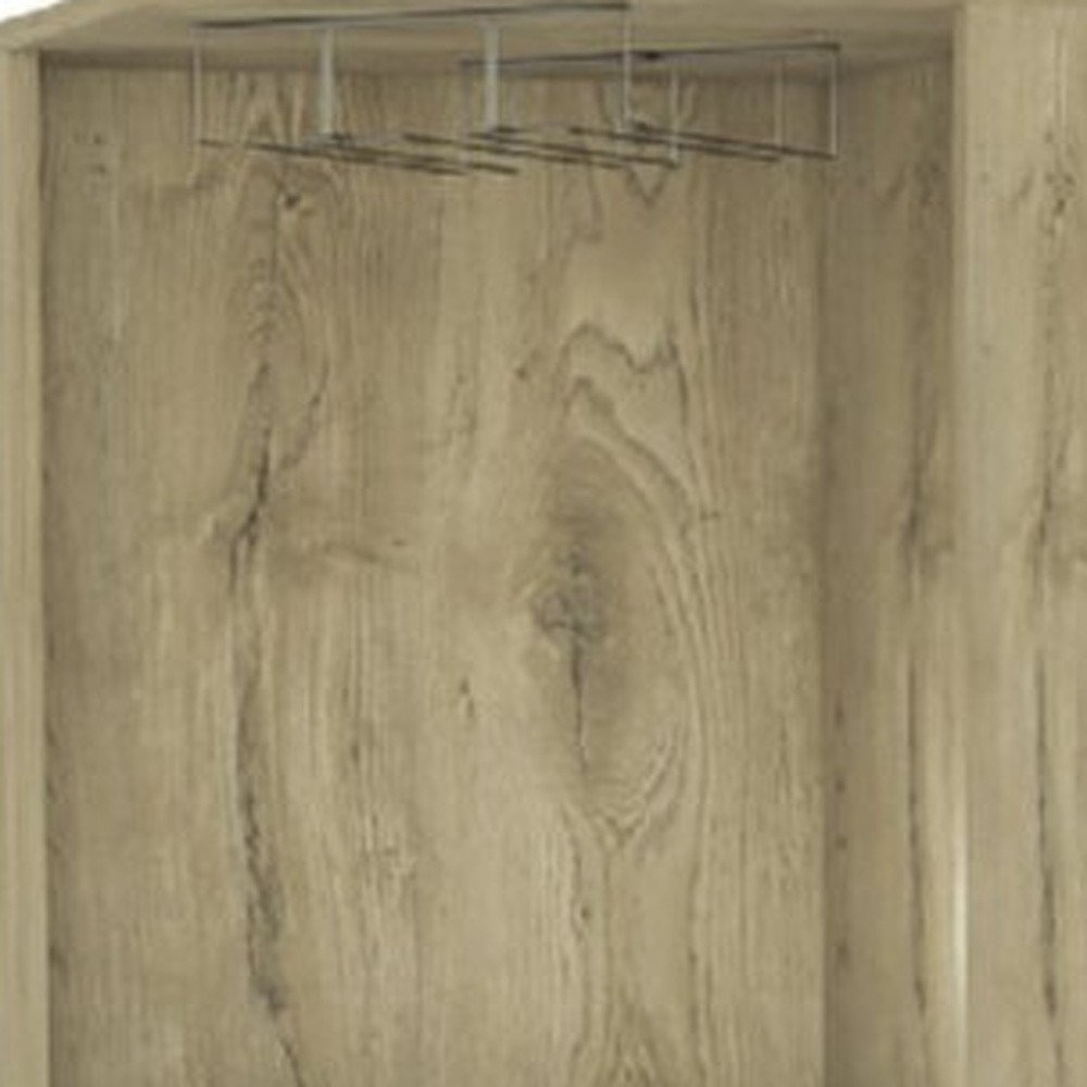 18" Brown and Black and Brown Corner Bar Cabinet With Eleven Shelves HomeRoots