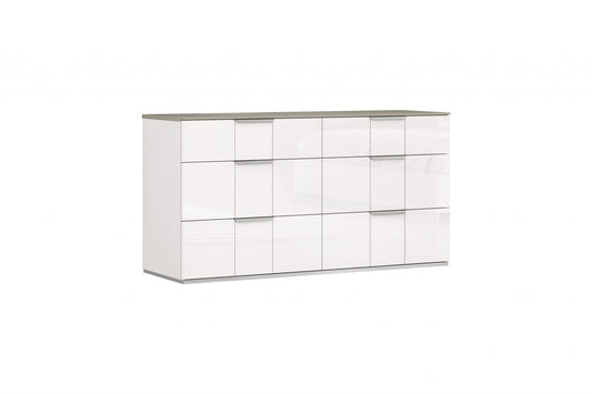 57" White Six Drawer Double Dresser