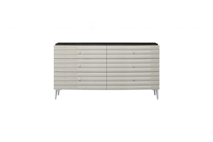 62" Grey Manufactured Wood Six Drawer Double Dresser HomeRoots