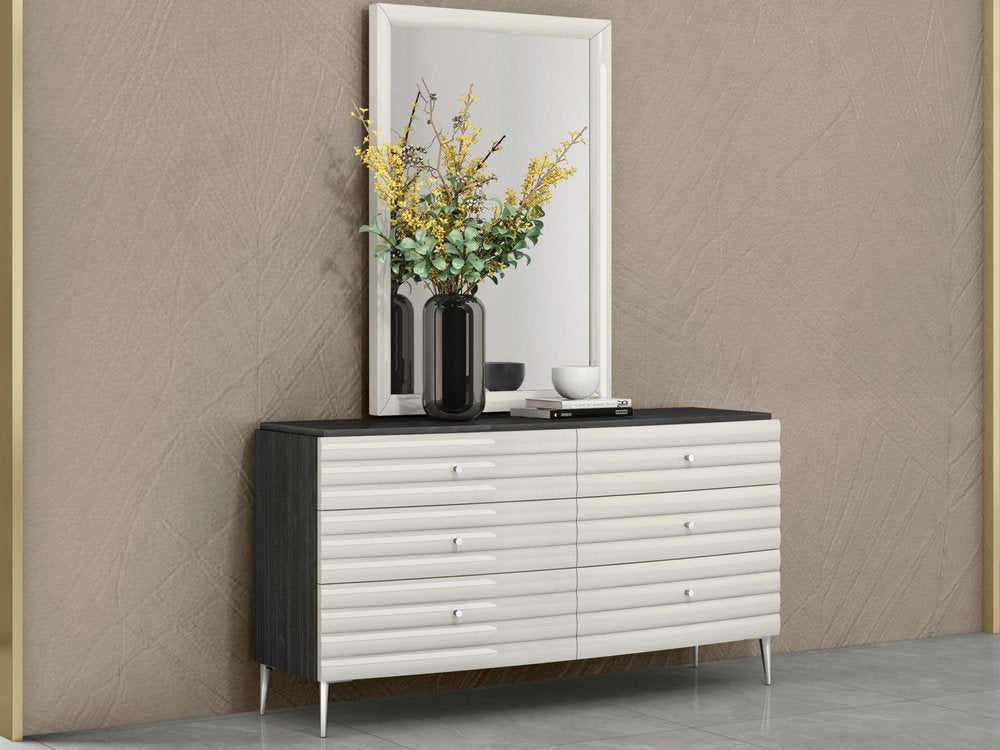 62" Grey Manufactured Wood Six Drawer Double Dresser HomeRoots