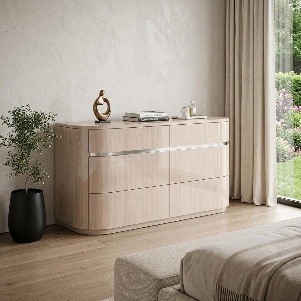 64" Beige Six Drawer Double Dresser HomeRoots